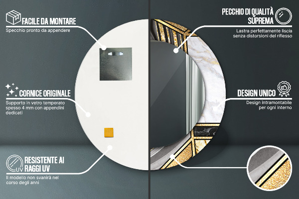 Ogledalo z okrasnim okvirjem Agat in zlati marmor