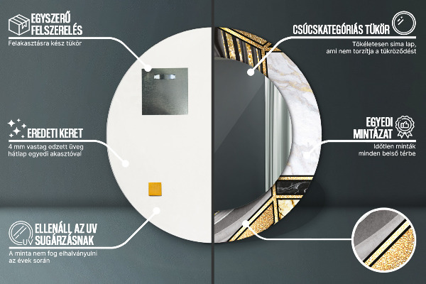 Ogledalo z okrasnim okvirjem Agat in zlati marmor