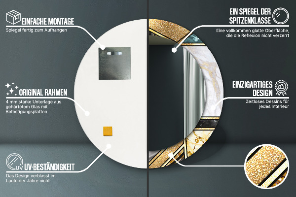 Ogledalo z okrasnim okvirjem Agat in zlati marmor