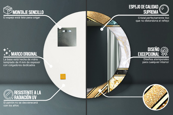 Ogledalo z okrasnim okvirjem Agat in zlati marmor