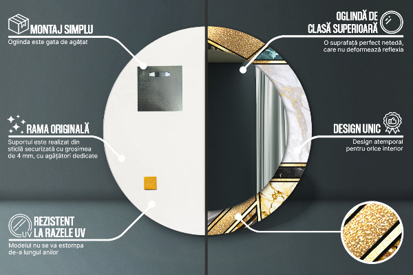 Ogledalo z okrasnim okvirjem Agat in zlati marmor