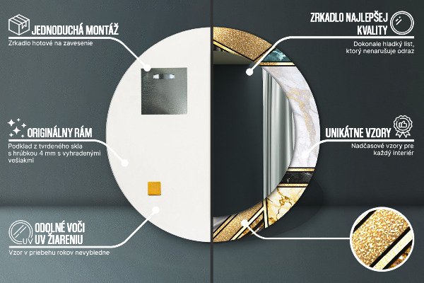 Ogledalo z okrasnim okvirjem Agat in zlati marmor