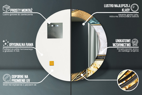 Ogledalo z okrasnim okvirjem Agat in zlati marmor