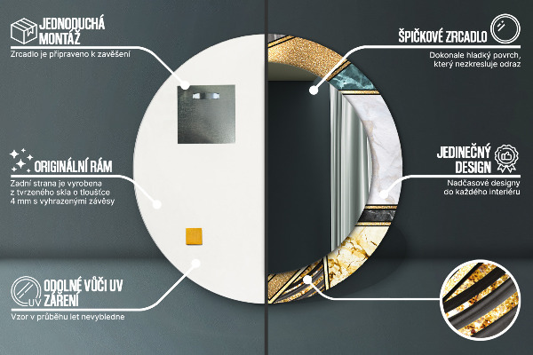 Ogledalo z okrasnim okvirjem Agat in zlati marmor