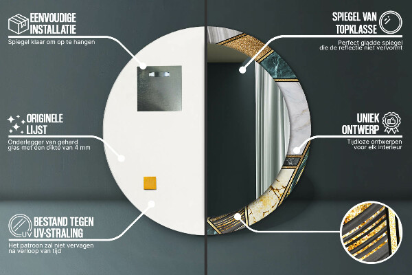 Ogledalo z okrasnim okvirjem Agat in zlati marmor