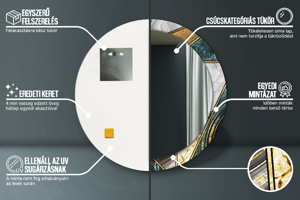 Ogledalo z okrasnim okvirjem Agat in zlati marmor