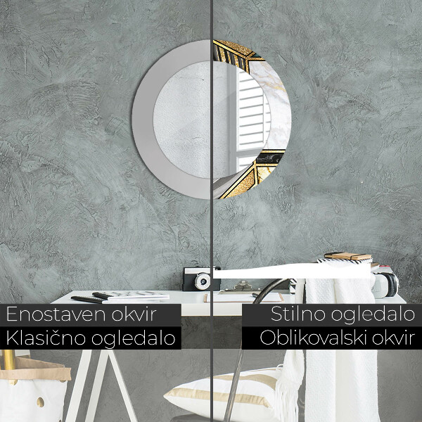 Ogledalo z okrasnim okvirjem Agat in zlati marmor