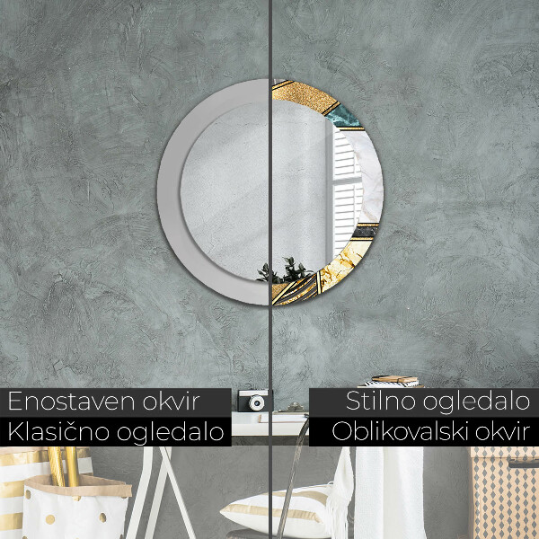 Ogledalo z okrasnim okvirjem Agat in zlati marmor