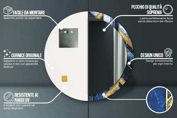 Ogledalo z okrasnim okvirjem Sodobni marmor