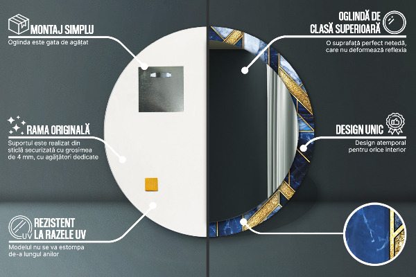 Ogledalo z okrasnim okvirjem Sodobni marmor