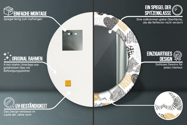 Okrasno ogledalo Srca doodle