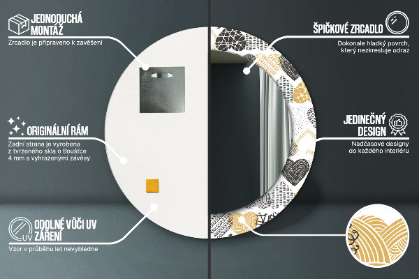 Okrasno ogledalo Srca doodle
