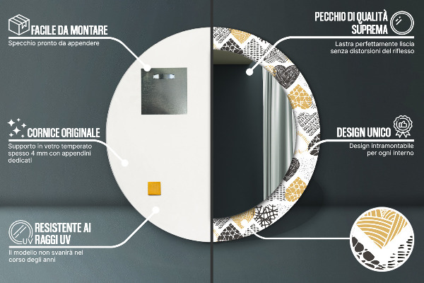 Okrasno ogledalo Srca doodle