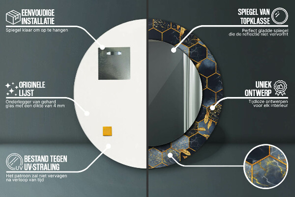 Dekorativno ogledalo Hexagon marmor