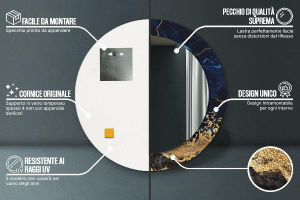 Dekorativno ogledalo Modri ​​marmor