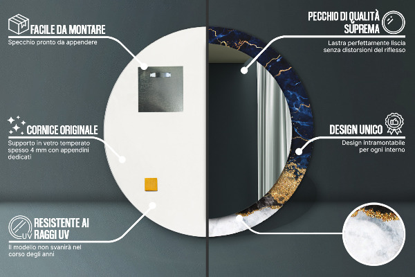 Dekorativno ogledalo Modri ​​marmor