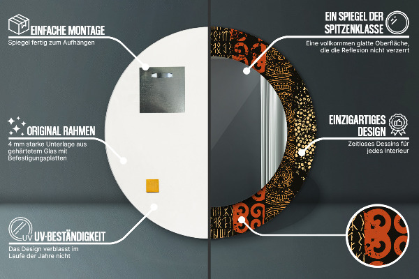 Ogledalo z okrasnim okvirjem Abstraktni vzorec grunge