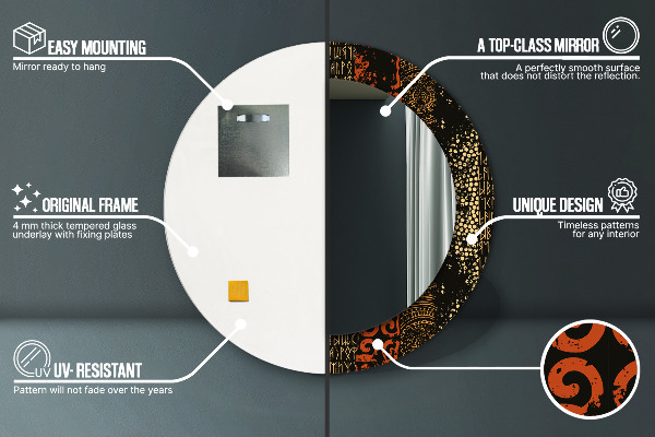 Ogledalo z okrasnim okvirjem Abstraktni vzorec grunge