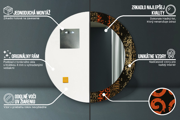 Ogledalo z okrasnim okvirjem Abstraktni vzorec grunge