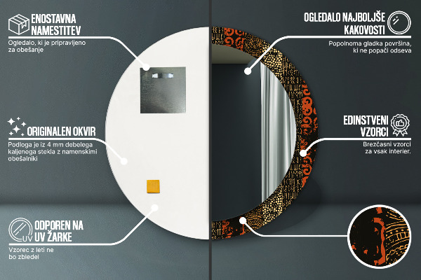 Ogledalo z okrasnim okvirjem Abstraktni vzorec grunge