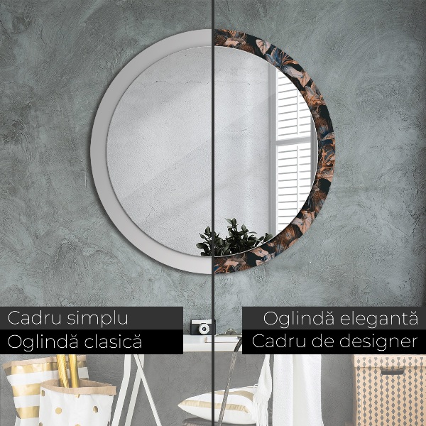 Ogledalo z okrasnim okvirjem Temni tropski listi