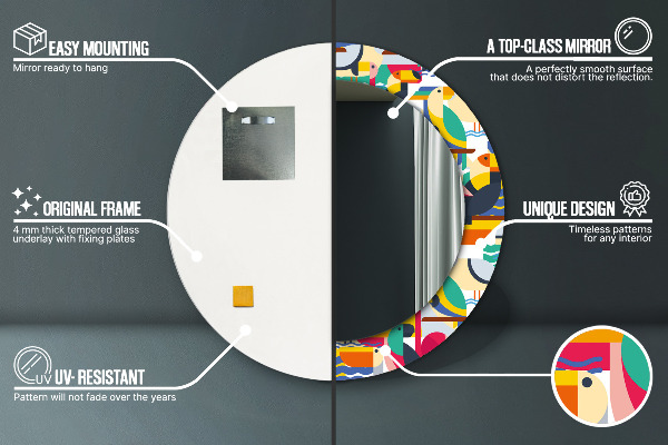 Tiskano ogledalo Geometrijske tropske ptice