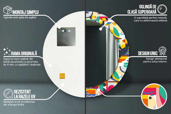 Tiskano ogledalo Geometrijske tropske ptice