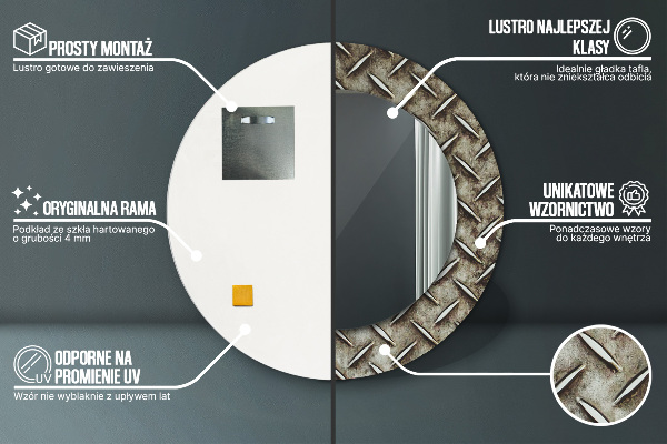 Ogledalo z okrasnim okvirjem Jeklena tekstura