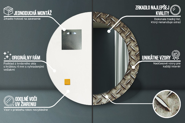 Ogledalo z okrasnim okvirjem Jeklena tekstura