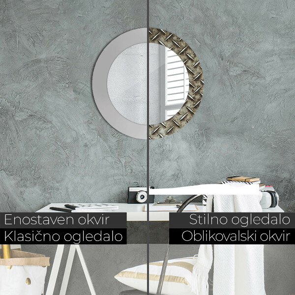 Ogledalo z okrasnim okvirjem Jeklena tekstura