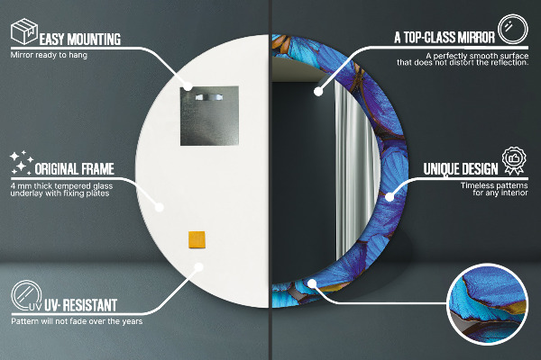 Dekorativno ogledalo Modri ​​in zeleni metulj