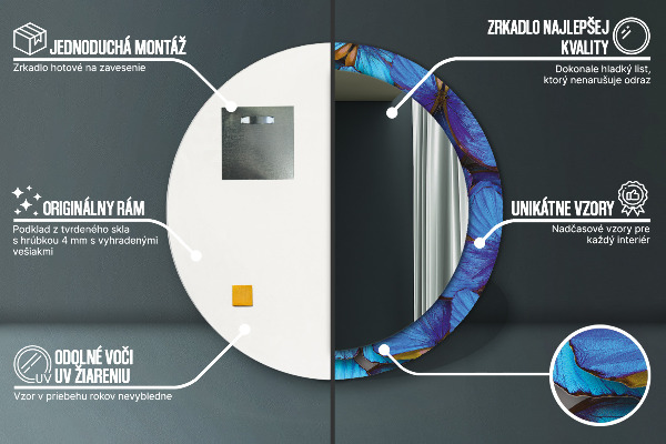 Dekorativno ogledalo Modri ​​in zeleni metulj