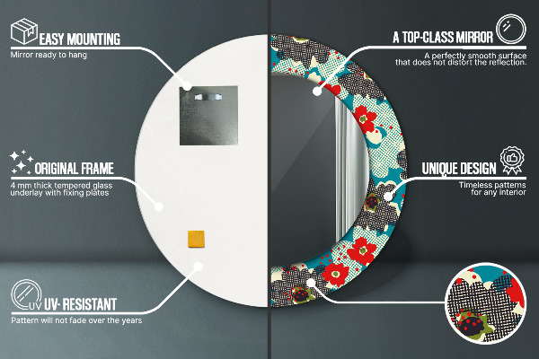 Dekorativno ogledalo Vzorec retro cvetov