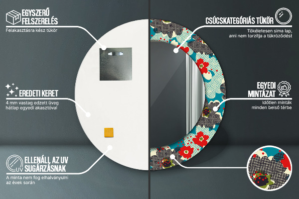 Dekorativno ogledalo Vzorec retro cvetov