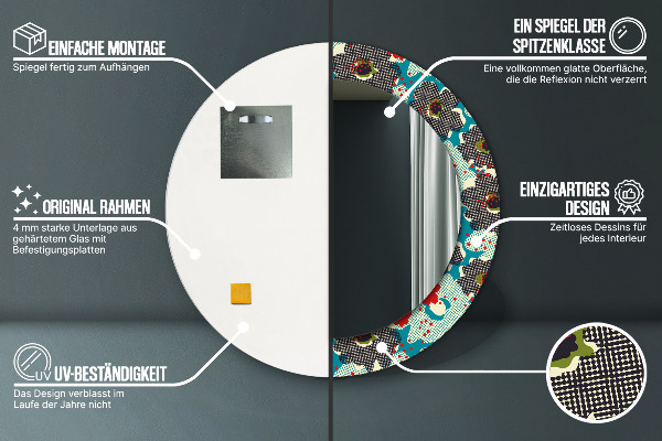 Dekorativno ogledalo Vzorec retro cvetov