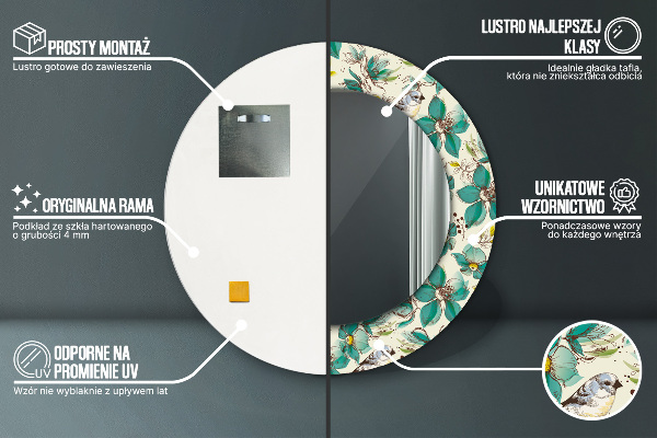 Dekorativno ogledalo Cvetje in ptice