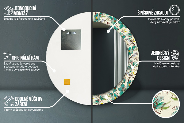 Dekorativno ogledalo Cvetje in ptice
