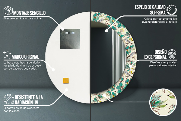 Dekorativno ogledalo Cvetje in ptice