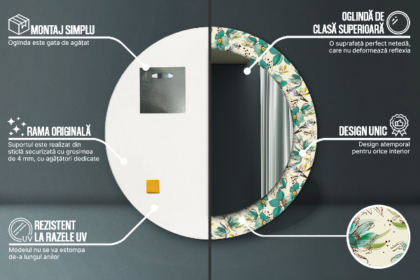 Dekorativno ogledalo Cvetje in ptice