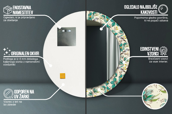 Dekorativno ogledalo Cvetje in ptice