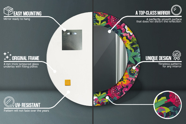 Tiskano ogledalo Ročno iztrjene cvetje