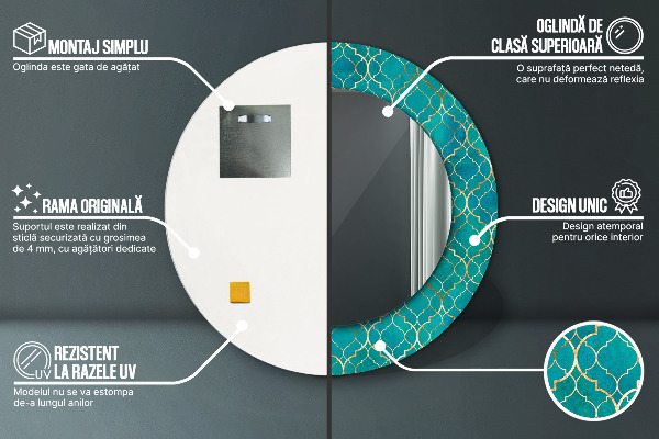 Ogledalo s potiskanim okvirjem Zelena in zlata sestava