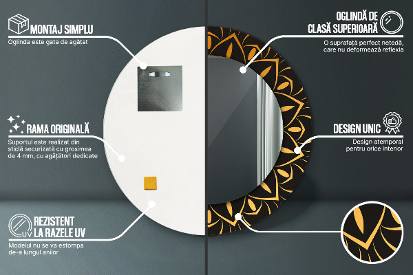 Ogledalo z okrasnim okvirjem Zlata mandala