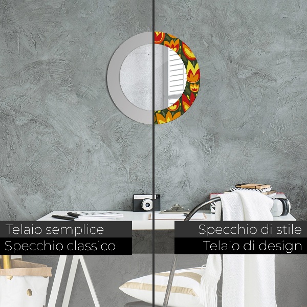 Ogledalo s potiskanim okvirjem Retro tulipani