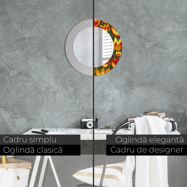 Ogledalo s potiskanim okvirjem Retro tulipani