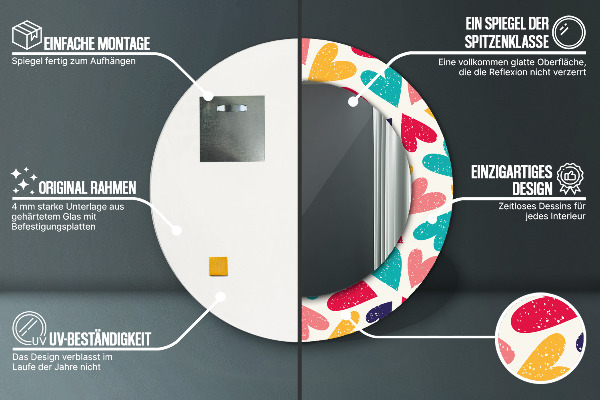 Ogledalo z okrasnim okvirjem Pisana srca