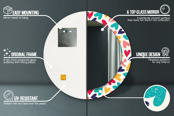 Ogledalo z okrasnim okvirjem Pisana srca