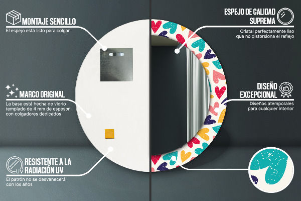 Ogledalo z okrasnim okvirjem Pisana srca