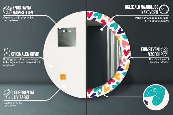 Ogledalo z okrasnim okvirjem Pisana srca