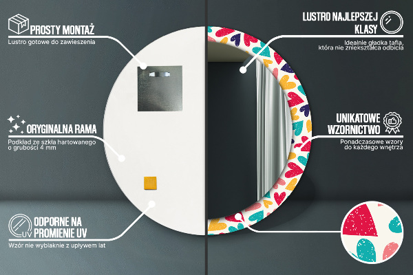 Ogledalo z okrasnim okvirjem Pisana srca